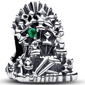 Silver 925 Throne Charm with Green Gem